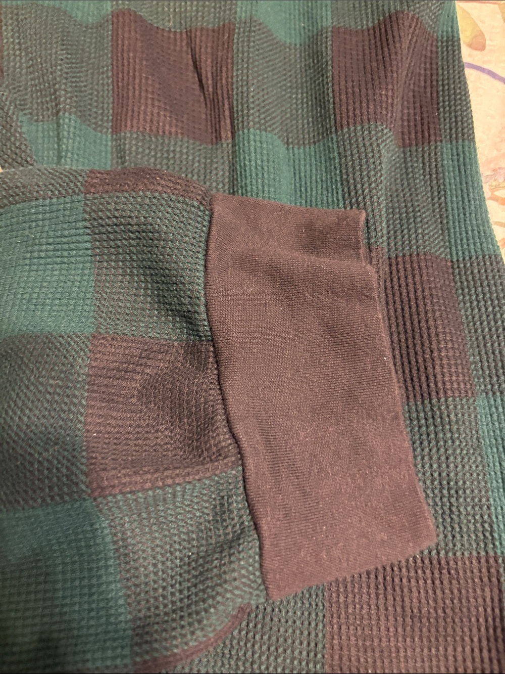 Green and Black Buffalo Plaid Waffle Knit Pajama Set - Picture 6 of 6